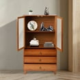 thumbnail image 3 of 43" Bamboo Buffet Sideboard Kitchen Storage Cabinet Sideboard Cabinet with 3 Drawers Kitchen Cupboard Buffet Server Coffee Bar Storage Cabinet for Dining Room Bedroom, 3 of 18