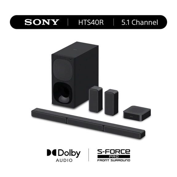 Sony HTS40R Bluetooth 5.1 Channel Accessories Included Surround Sound, Black, 1 Pack