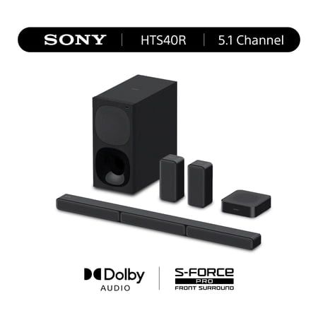 Sony HTS40R Bluetooth 5.1 Channel Accessories Included Surround Sound, Black, 1 Pack
