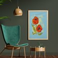 thumbnail image 2 of Flower Wall Art with Frame, Blooming Red Poppies Illustration on a Graphic Background, Printed Fabric Poster for Bathroom Living Room, 23" x 35", Pale Blue Vermilion, by Ambesonne, 2 of 2