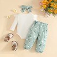 thumbnail image 5 of Enyan Newborn Girls Fall Outfits Long Sleeve Romper Shirt Top+Daisy Pant+Headband 3Pcs Set Baby Girl Winter Clothes（Size 0-3 Months）, 5 of 8