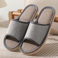 thumbnail image 4 of Summer House Slippers, Breathable Unisex Linen Fabric Slides with Soft Sole, Lightweight for Indoor, Patio, Guest Use, and Eco-Conscious Living Dark Gray 42, 4 of 4