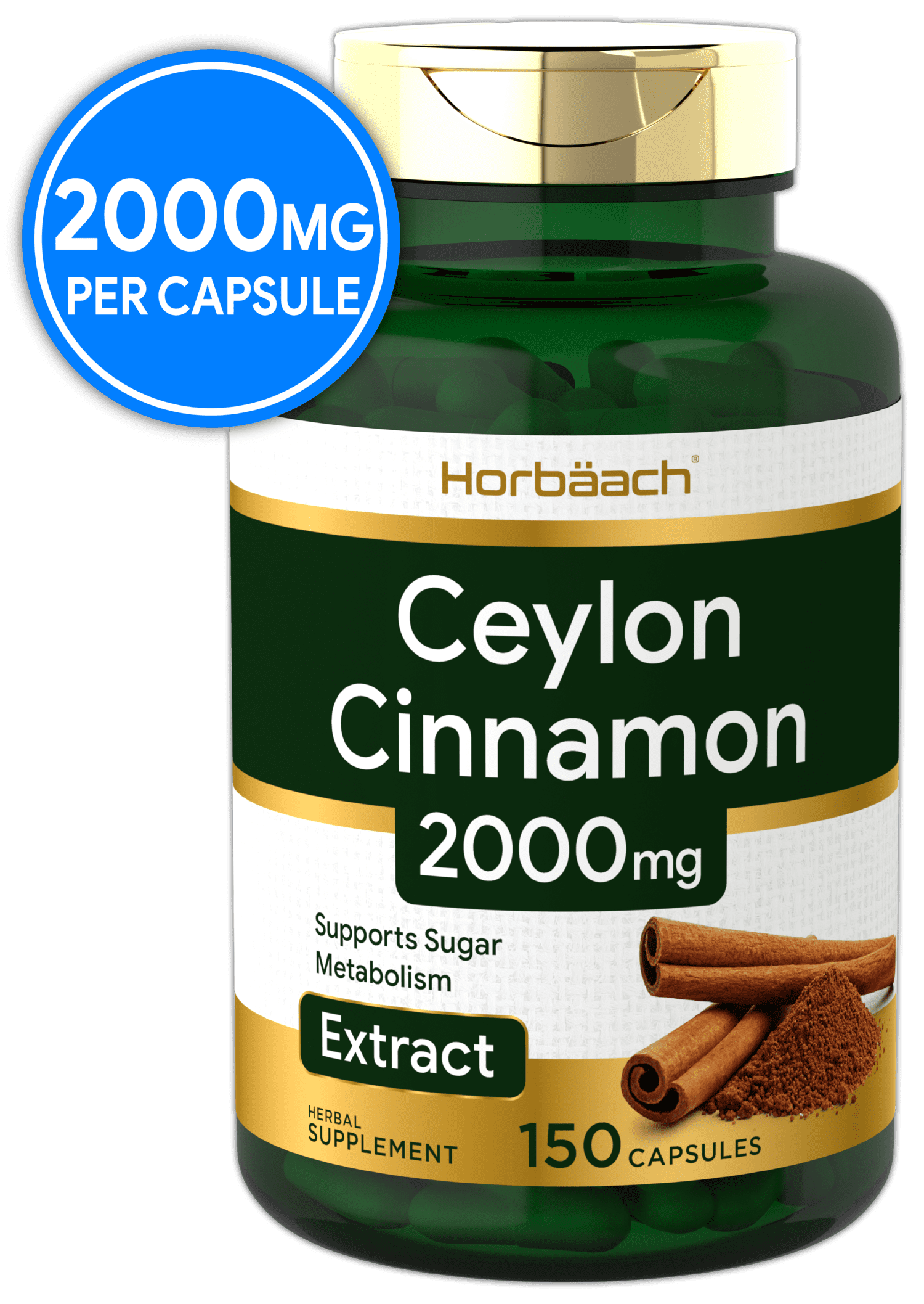 Ceylon Cinnamon Capsules 2000 mg 150 Count NonGMO & Gluten Free