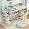 thumbnail image 1 of Gymax Twin Size Loft Bed w/ Desk & Storage Stairs Solid Wood Loft Bed Frame w/Shelves, 1 of 10