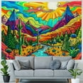 thumbnail image 4 of Nawypu  Mountain Sun Tapestry Trippy Forest Tree Tapestries Nature Landscape Tapestry for Bedroom Aesthetic Sunset Wall Tapestry Magic River Wall hanging for Room, 4 of 6