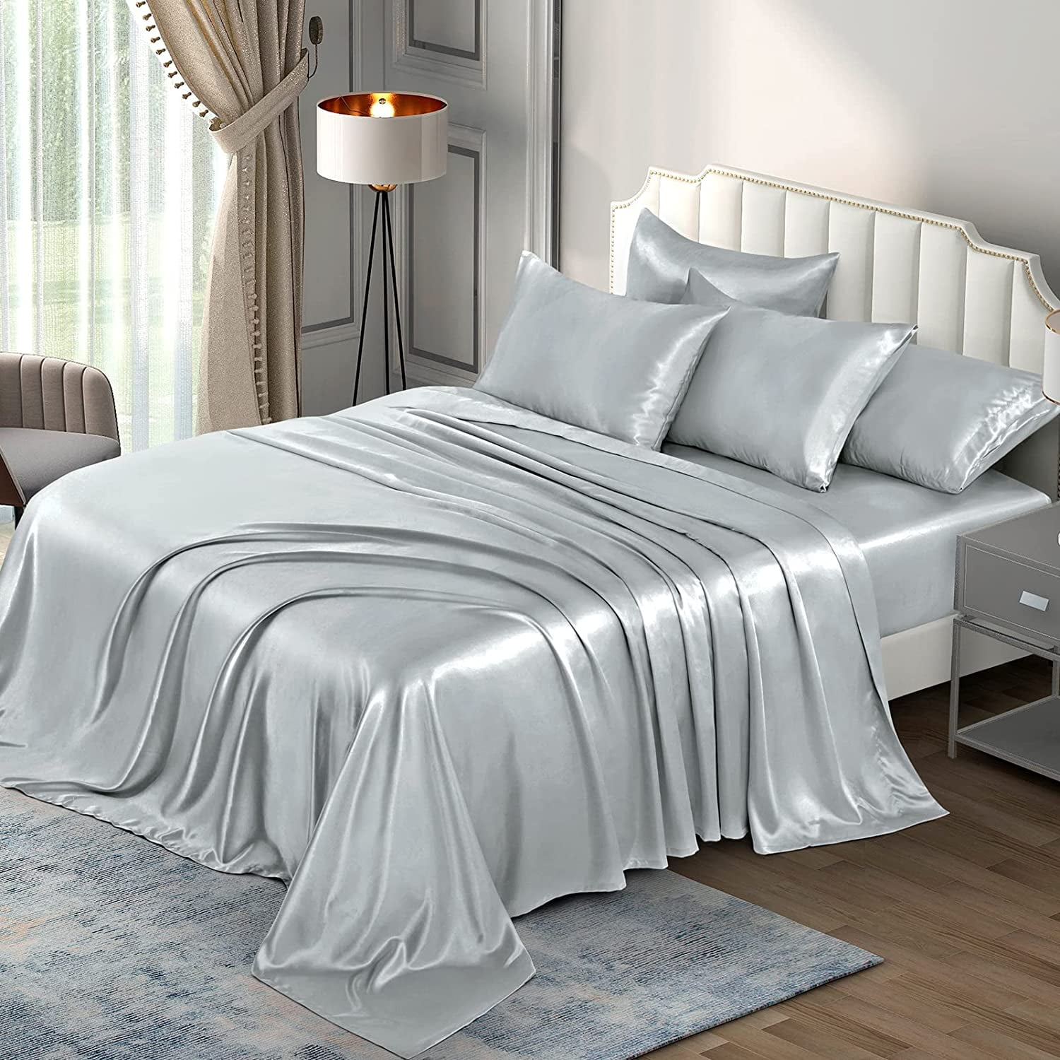 Pothuiny Luxury Silky Satin Bed Sheets 