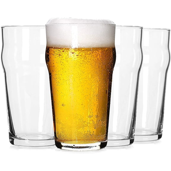 Pint Glasses,20oz British Beer Glass,Classics Craft Beer Glasses,Premium Beer Glass Tumbler Set of 4, Unique Design Beer Glasses Easy Stacking in The Cupboard