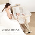 thumbnail image 3 of Angelbliss Electric Baby Bassinet Bedside Sleeper, Auto-Rocking Baby Crib with 5 Speeds, 6 Adjustable Heights and Music, Beige, 3 of 9