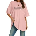 thumbnail image 2 of Women's Oversized T-Shirts Casual Comfy Tunic Tops with V Neck and Striped Design for Summer Half Sleeve Style in Plus Size, 2 of 5