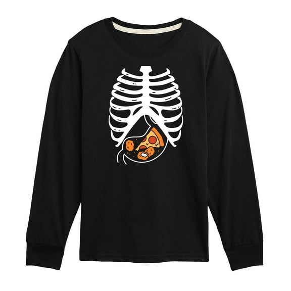 Instant Message - Pizza Nuggets Skeleton - Toddler & Youth Long Sleeve Graphic T-Shirt