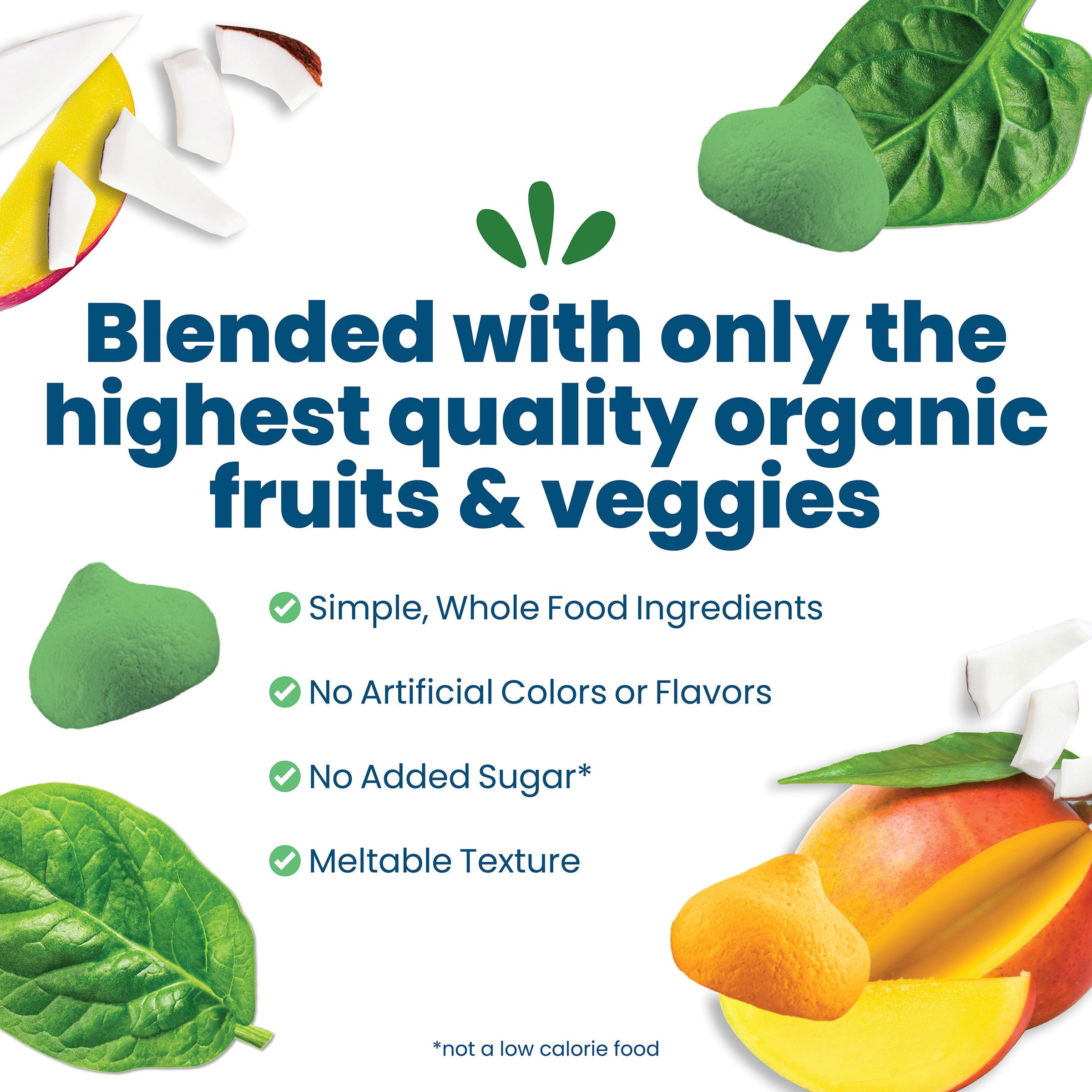 Amara Organic Smoothie Melts, Mighty Sweet Greens, Baby & Toddler Snacks, No Added Sugar, Stage 2, 1 oz Bag