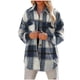 thumbnail image 2 of Chaquetas y abrigos casuales de manga larga sin capucha para mujer, chaqueta de manga larga con bolsillos estampados, abrigo a cuadros, 2 of 6