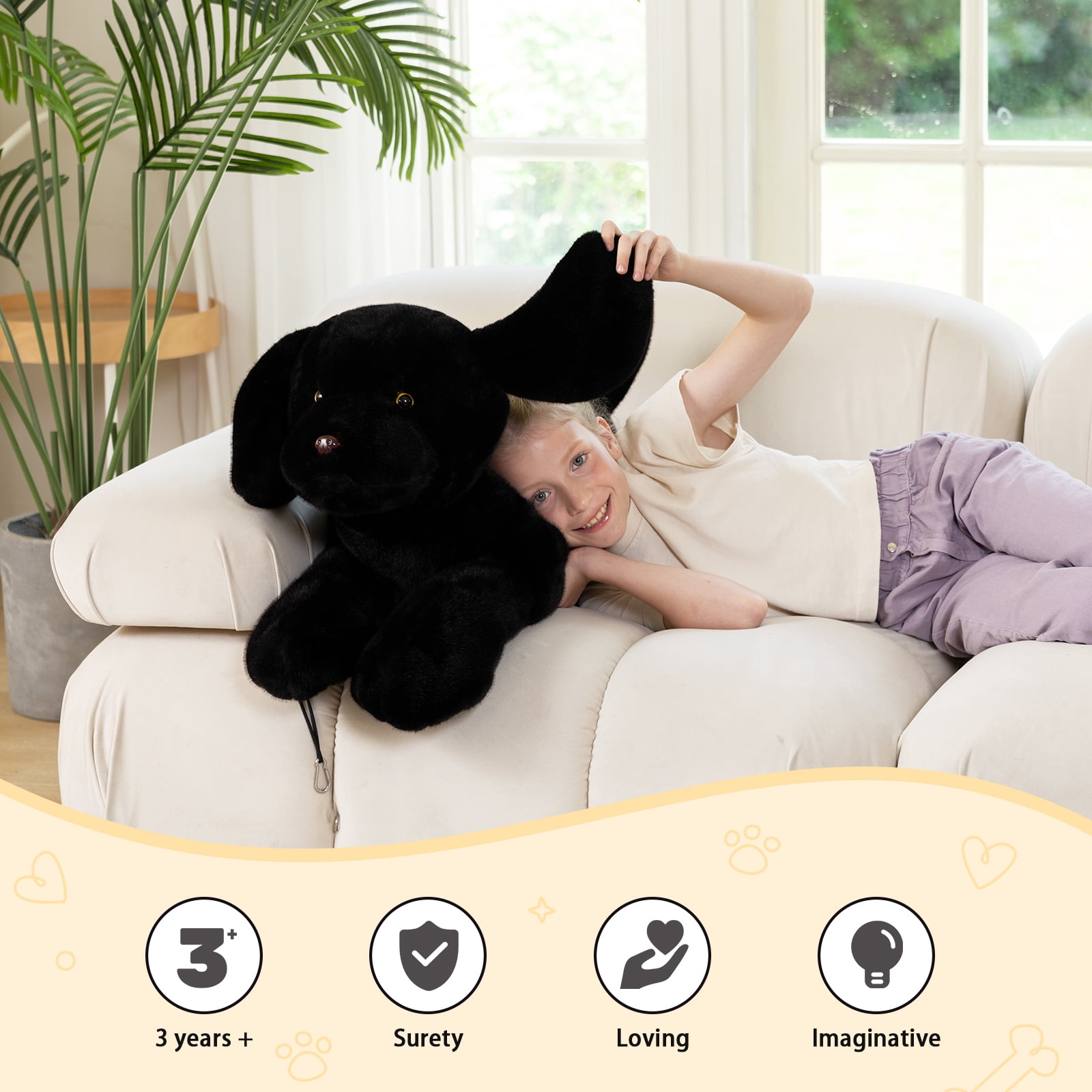 MorisMos 31.5'' Giant Black Lab Stuffed Animal Big Realistic Stuffed Labrador Dog Plush Toy