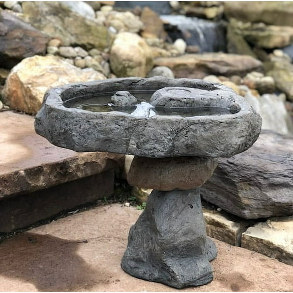 Two Piece Balanced Stone Birdbath