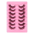 thumbnail image 1 of Una caja de 7 pares de pestañas postizas de imitación de piel de marta frita 8D, pestañas rizadas gruesas para maquillaje de escenario, 1 of 5