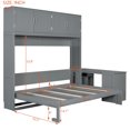 thumbnail image 3 of Harper & Bright Designs Queen Murphy Bed Wall Bed with Desk, Wood Queen Size Cabinet Bed Folding Wall Bed with Storage Shelves and Cabinets for Guest Room Office, Gray, 3 of 16