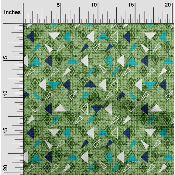 oneOone Cotton Jersey Green Fabric Texture & Triangle Geometric Sewing Fabric By The Yard Printed Diy Clothing Sewing Supplies 58 Inch Wide