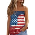 thumbnail image 2 of Womens 4th of July Smocked Strapless Pleated Tube Tops Pariotic Print Strapless Pleated Bandeau Tunic Sleeveless Tank Tops, 2 of 5