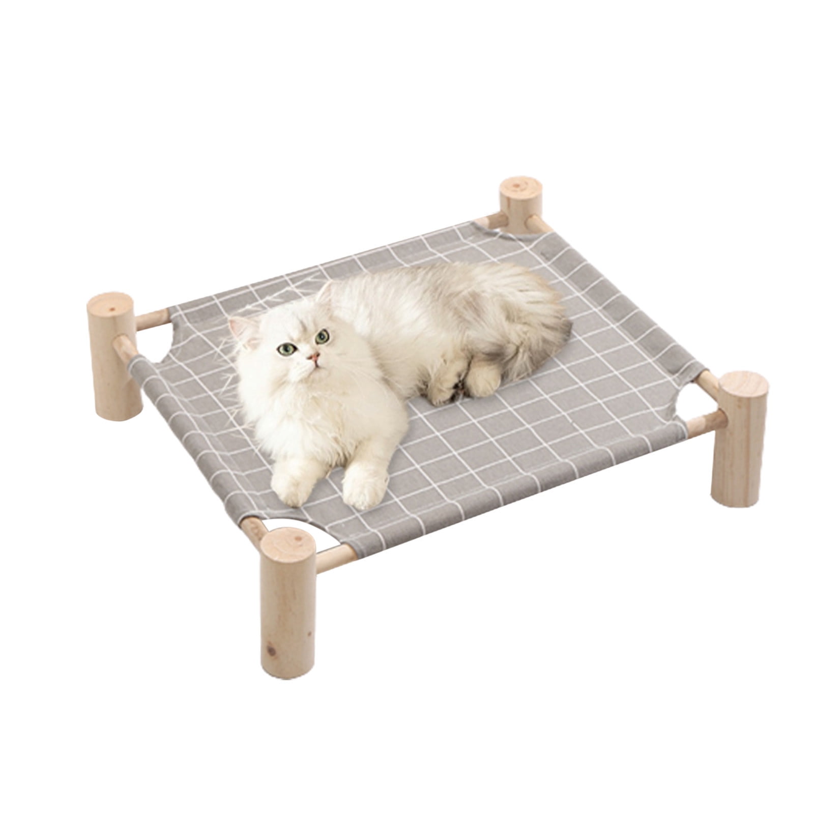 onlyliua Elevated Wooden Suspended Dog Bed Foldable Outdoor Indoor Raised Cool Pet Lounger With Breathable Canvas Detachable Frame For Small Dogs And Cats Portable Travel Pet Bed