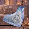 thumbnail image 6 of Polar Bear Mother and Cub beneath Moonlit Aurora, Serene Arctic Wildlife Scene for Polar Bear Lovers, Warm Flannel Blanket for Nursery and Bedroom, Mother's Day Gift, Home Decor, 6 of 9