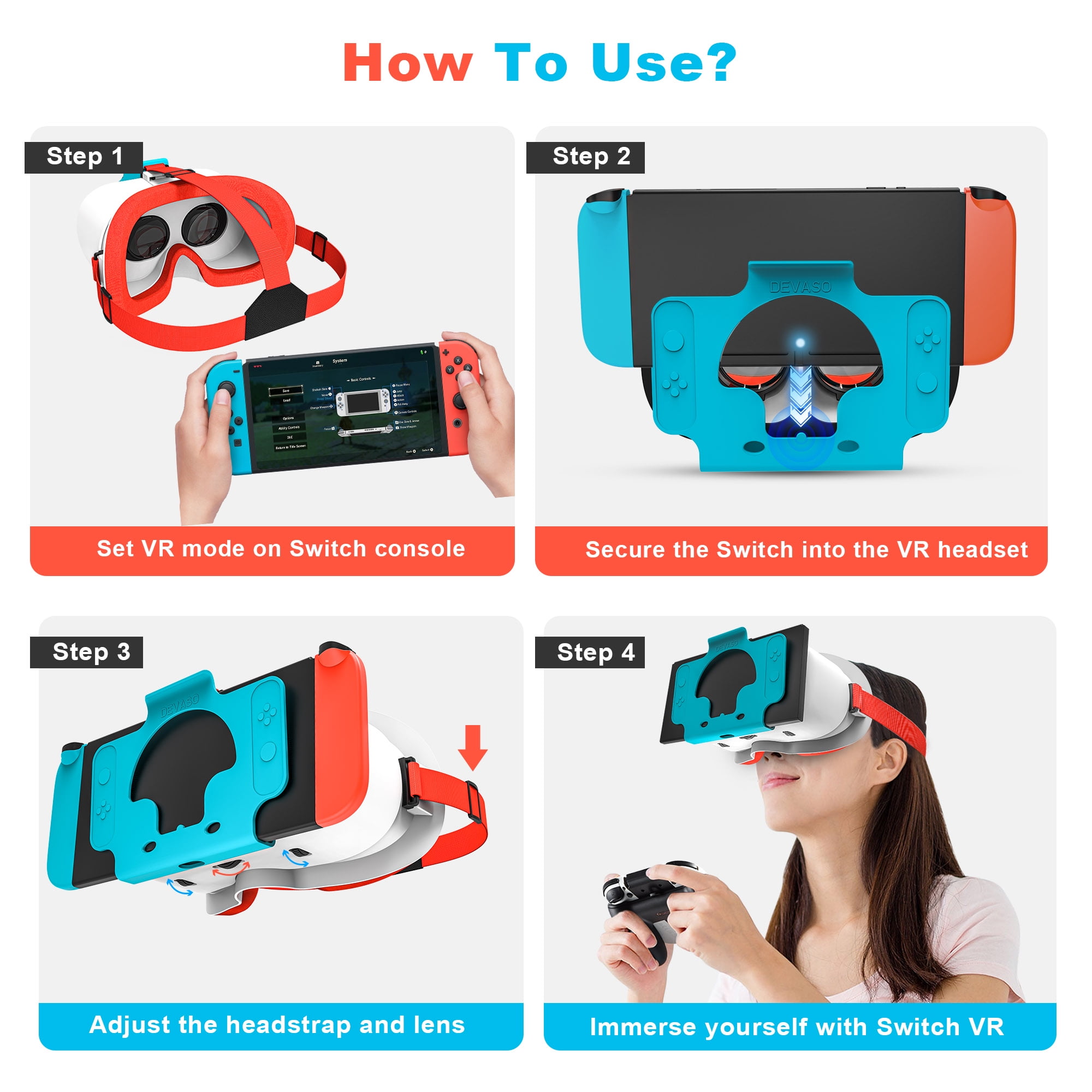 Upgraded VR Headset for Nintendo Switch & OLED Model, Virtual