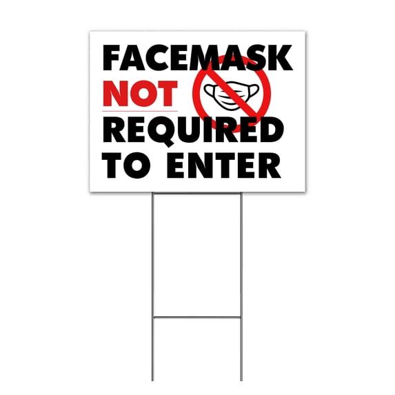 Facemask Not Required (18" x 24") Yard Sign, Includes Metal Step Stake
