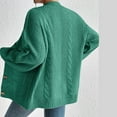 thumbnail image 3 of Trendy Sweater Cardigans Ladies Open Front Button Down Knitted Soft Loose Fall Winter Jackets Solid Outerwear (Small, Green), 3 of 6