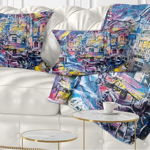 Designart Surreal City in Graphics - Abstract Throw Pillow - 12x20