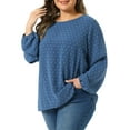 thumbnail image 4 of Agnes Orinda Women's Plus Size Tops Crew Neck Chiffon Blouses Swiss Dots Long Sleeve Shirts Top 3X Gray Blue, 4 of 6