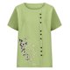 thumbnail image 4 of Xuyuer Women's Spring And Summer Block Print Round Neck Button Short Sleeve Casual T-Shirt, 4 of 5