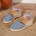 thumbnail image 5 of Summer Sloped Heel Sandals for Women Ethnic Style High Heeled Breathable Casual Dressy Footwear, 5 of 6