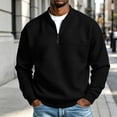 thumbnail image 2 of Harcomeey Sweatshirts Men Solid Color Stand Up Collar Half Zip Long Sleeve Sweatshirt Base Layer Outerwear Casual Pullover Soft and Comfortable, 2 of 8
