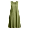 thumbnail image 2 of HVOBTTY Summer Women's Sleeveless Mini A-Line Dress Plus Size Solid Color V Neck Knee Length Loose, 2 of 5