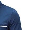 thumbnail image 7 of LEAVINGSUO Men's Stand Collar Long Sleeve Shirt Casual Loose Fitting Sports Breathable Top Dark Blue L, 7 of 7