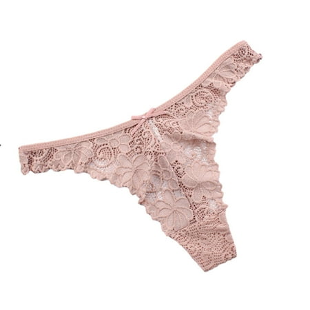 Bigersell Lace Thong Panties for Women Lingerie Thongs Underwear Womens G-String Briefs Low Rise T-Back Underpants Khaki L
