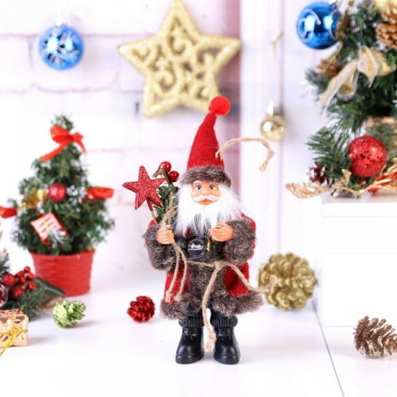 Novobey Santa Claus Figurine Christmas Standing Figure Xmas Decoration Doll Santa Claus with Kerosene Lamp Home Decor Ornaments Holiday Decorations