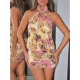 thumbnail image 5 of Multicolor X GloRilla High Neck Backless Ruffle Mini Bodycon Dress Club, 5 of 5
