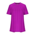 thumbnail image 4 of Liquidation Staron Summer Tops pour Femmes 2025 Tunique Plissée Unie Chic Décontractée à Manches Courtes Col Rond T-Shirt Confortable Chemises d'Été pour Femmes Idées Cadeaux Violet TTG, 4 of 4