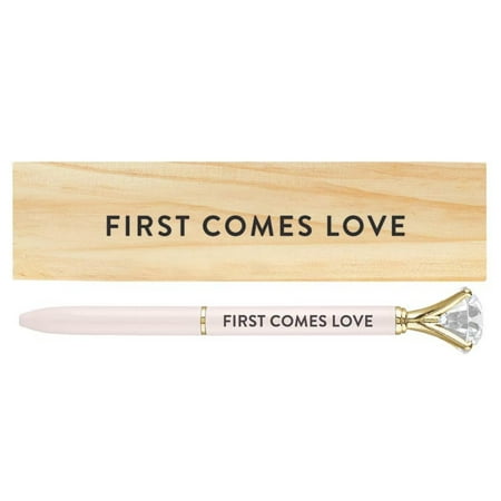 Santa Barbara Design Studio Wedding Gifts Gem Refillable Pen Wood Boxed Gift Set, 1-Piece, First Comes Love