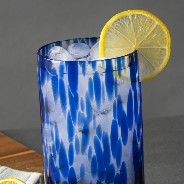 Thyme & Table 20 fl oz Blue Tortoise Drinking Glasses, Set of 6