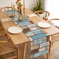 thumbnail image 3 of Blue Beige Brown Vintage Table Runner - 60 Inch Long, Kitchen Dining Table Runner Dresser Scarves, Retro Farmhouse Elegant Pastoral Farmhouse Decor for Coffee Tables Wedding Party Banquet, 3 of 8