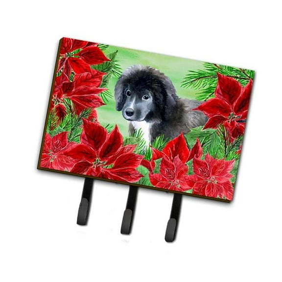 Newfoundland Puppy Poinsettas Leash or Key Holder