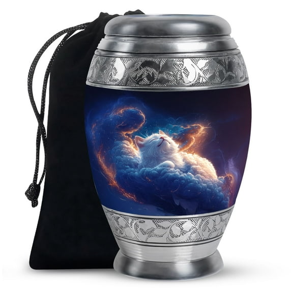KARYLIZ Cat Urn For Ashes For Women - Cremation Urn Human Ashes - Blue Funeral Urns For Adult Ashes Men - Urns For Human Ashes Adult Female - Cremation Memorial For Human Ashes Adult Man (10inch)