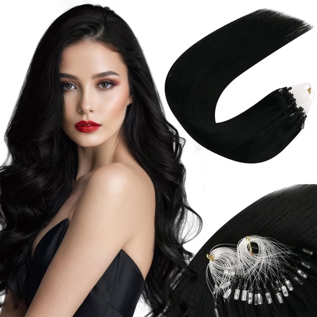 Sunny Hair Micro Beads Hair Extensions Invisible Micro Loop Hair Extensions Human Hair Straight Micro Ring Hair 50G/50S Micro Link Hair Extensions for