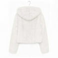 thumbnail image 5 of Women's Short Fuzzy Fleece Hooded Jackets, Lightweight Off-the-Shoulder Cardigan, Winter Fashion Outfits, 5 of 9