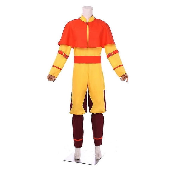 Air Nomad Inspired Cosplay Outfit Set for Men Orange and Yellow Hero Costume