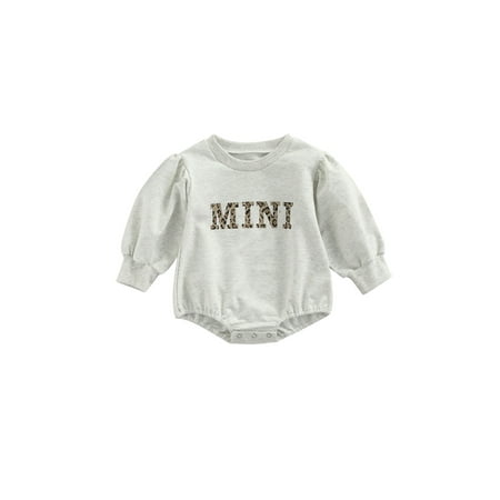 

ZIYIXIN Infant Baby Girls Mini Ruffle Romper Long Puff Sleeve Bodysuit Sweatshirt One Piece Jumpsuit Clothes Gray 6-12 Months