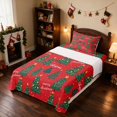 thumbnail image 3 of Manfei Christmas Tree Twin Sheets Green Bedding, Yellow Red 3 Pieces (1 Flat Sheet, 1 Fitted Sheet and 1 Pillowcase), 3 of 6