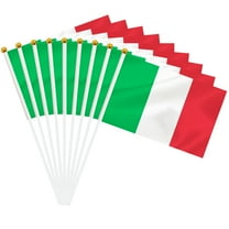 50 Pack Italy Hand Held Mini Stick Flags, Italian Small Miniature Stick Flag with 8.2 x 5.5 Inch Flag, Outdoor Decoration, Party Decorations, Supplies for Parades, Festival Events Celebration