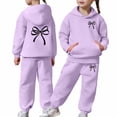thumbnail image 4 of Gelikeya Girls Graphic Jogging Suits Sweatsuits 2 Piece Set Oversized Hoodie and Sweatpants Fall Winter Clothes (Purple, 12-13 Years), 4 of 7